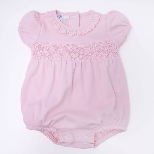 Solid Smocked Bubble - Pink