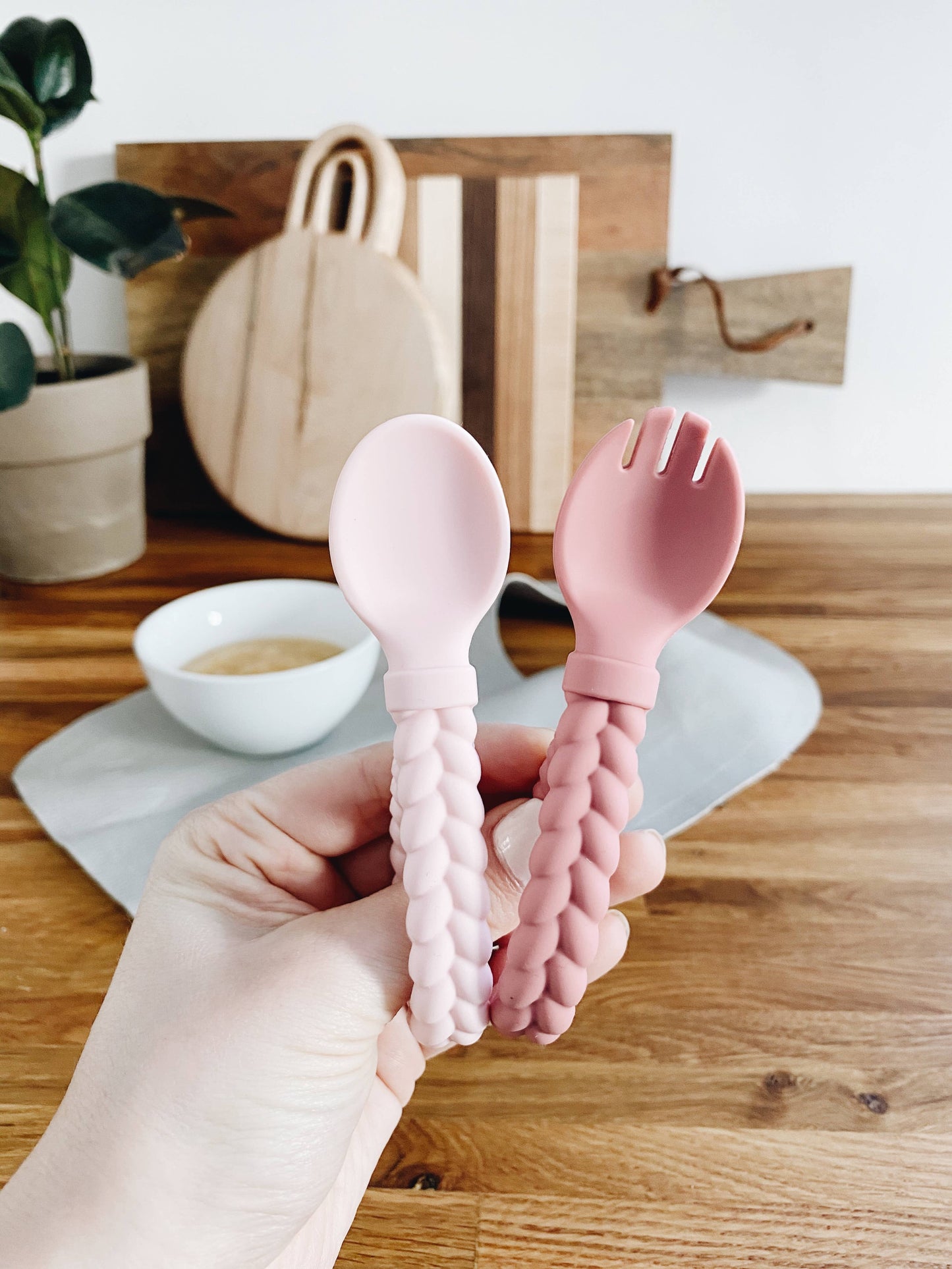 Sweetie Spoons™ Spoon + Fork Set in Blue or Pink